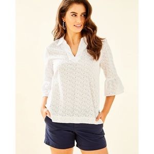 NWT Lilly Pulitzer Ginger Top In White Eyelet
